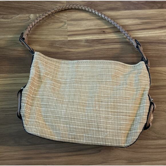 Fossil Woven Shoulder Bag Purse Beige Pocketbook Interior Flower Classic 1954 - Picture 1 of 15